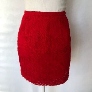 H&M red ruffle mini skirt